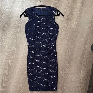 City Triangles Blue and White Sheath Mini Dress